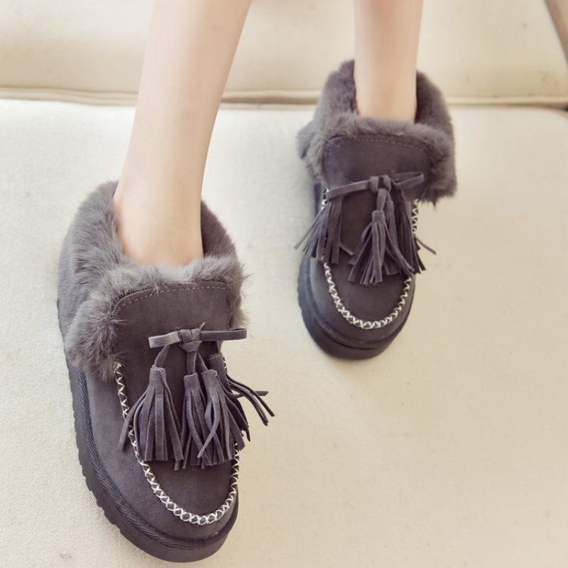新品棉鞋女 冬季新款韩版加棉雪地靴保暖毛毛鞋厚底百搭豆豆鞋女鞋